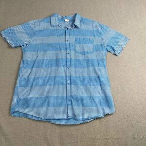 DC Shirt Mens size XL, Logo, Blue, Plaid, Short Sleeve Lightweight,Buttons